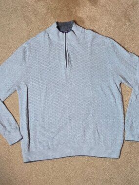 ROBERT GRAHAM Lightly Textured Woven Cotton 1/4 Zip size XL